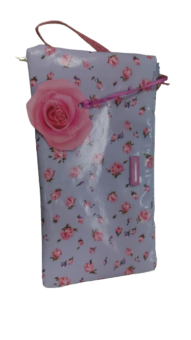 Pochette donna di  camomilla milano cod. 59087 celeste con fiori rosa