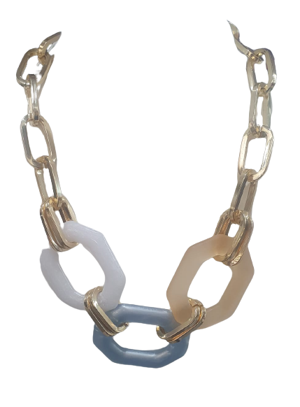 Set coordinato orecchini in resina di byba bijoux / collana in resina e metallo oro