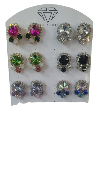 orecchini donna di trik bijoux a lobo rotondi di cristallo vario colore