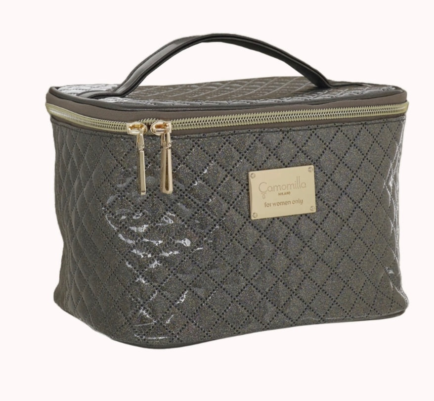 Beauty case donna di camomila milano Matelasse M rosa/grigio cod. 61034