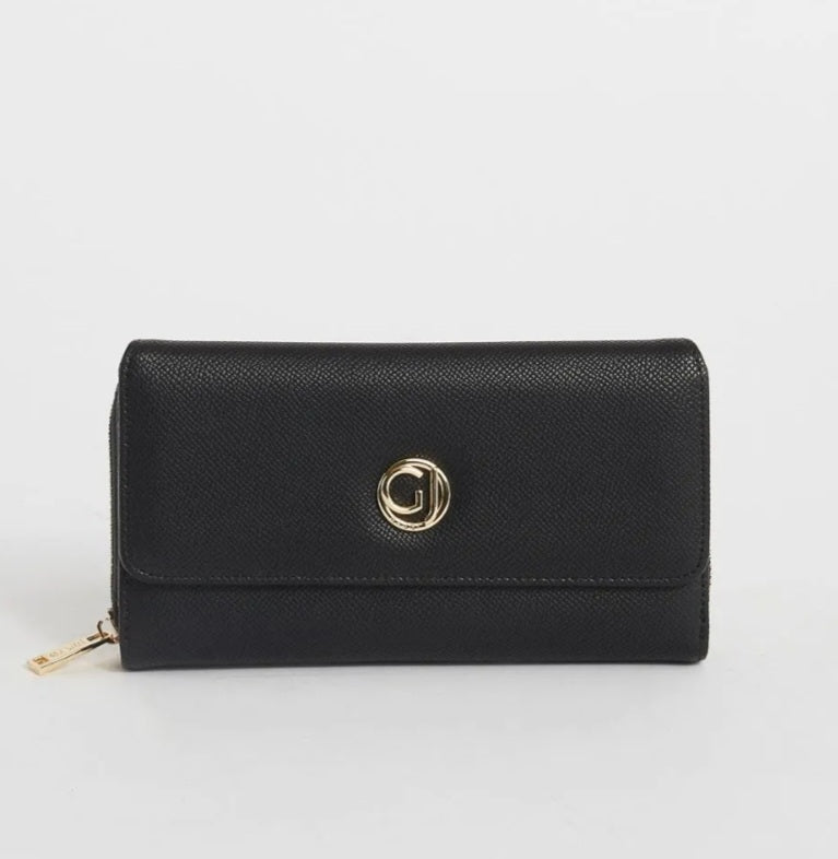 Portafoglio donna in similpelle con patta di gaudì V3AI-11351 nero/ marrone/ cuoio