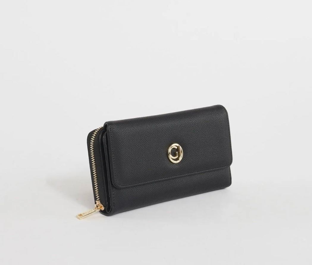 Portafoglio donna in similpelle con patta di gaudì V3AI-11351 nero/ marrone/ cuoio