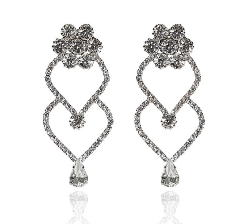 Orecchini donna di trik bijoux fiore e cuore oro / argento