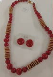 Coordinato collana e orecchini clips rossi di byba bijoux