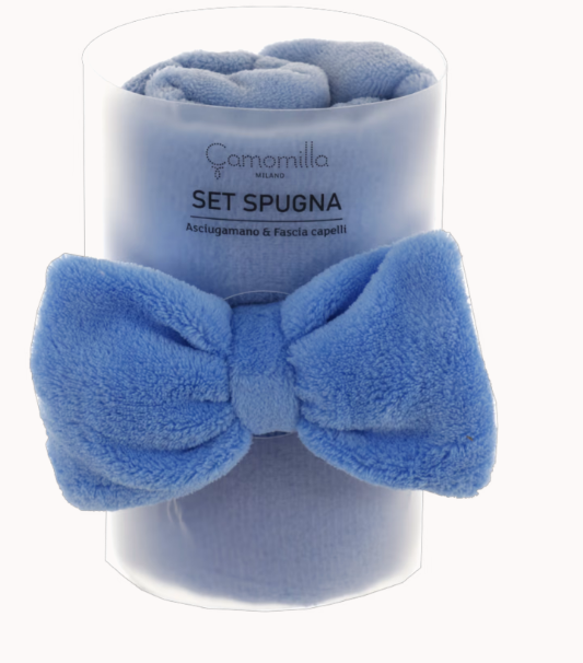 Set spugna con fascia di camomilla milano cod. 64156 marrone/ rosa/ celeste/ viola