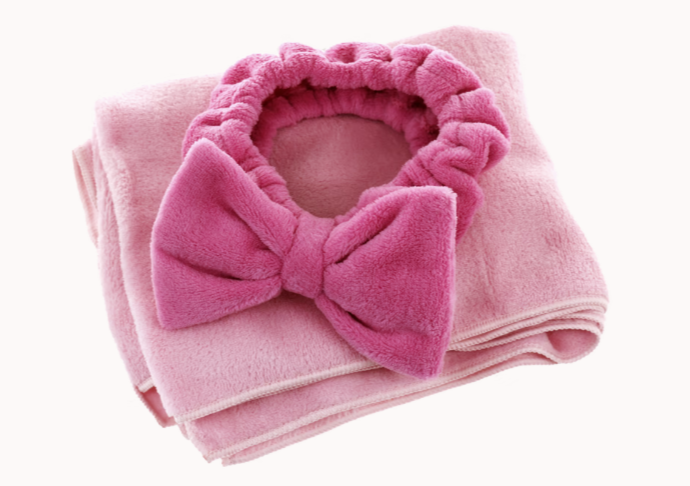 Set spugna con fascia di camomilla milano cod. 64156 marrone/ rosa/ celeste/ viola