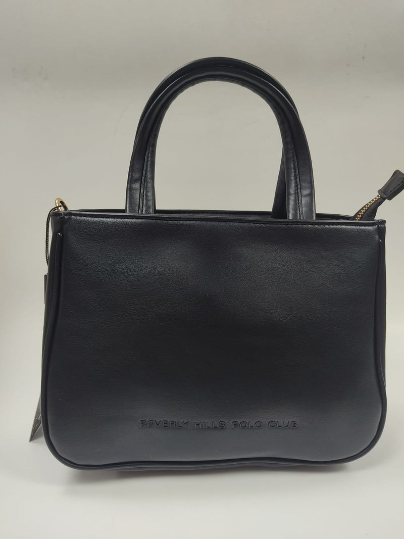 borsa donna a mano di beverly hills polo club bh-3842 nero/ cuoio/ fuxia