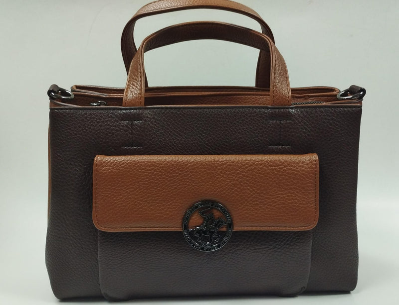 borsa donna di beverly hills polo club bh-3931 nero/ cuoio
