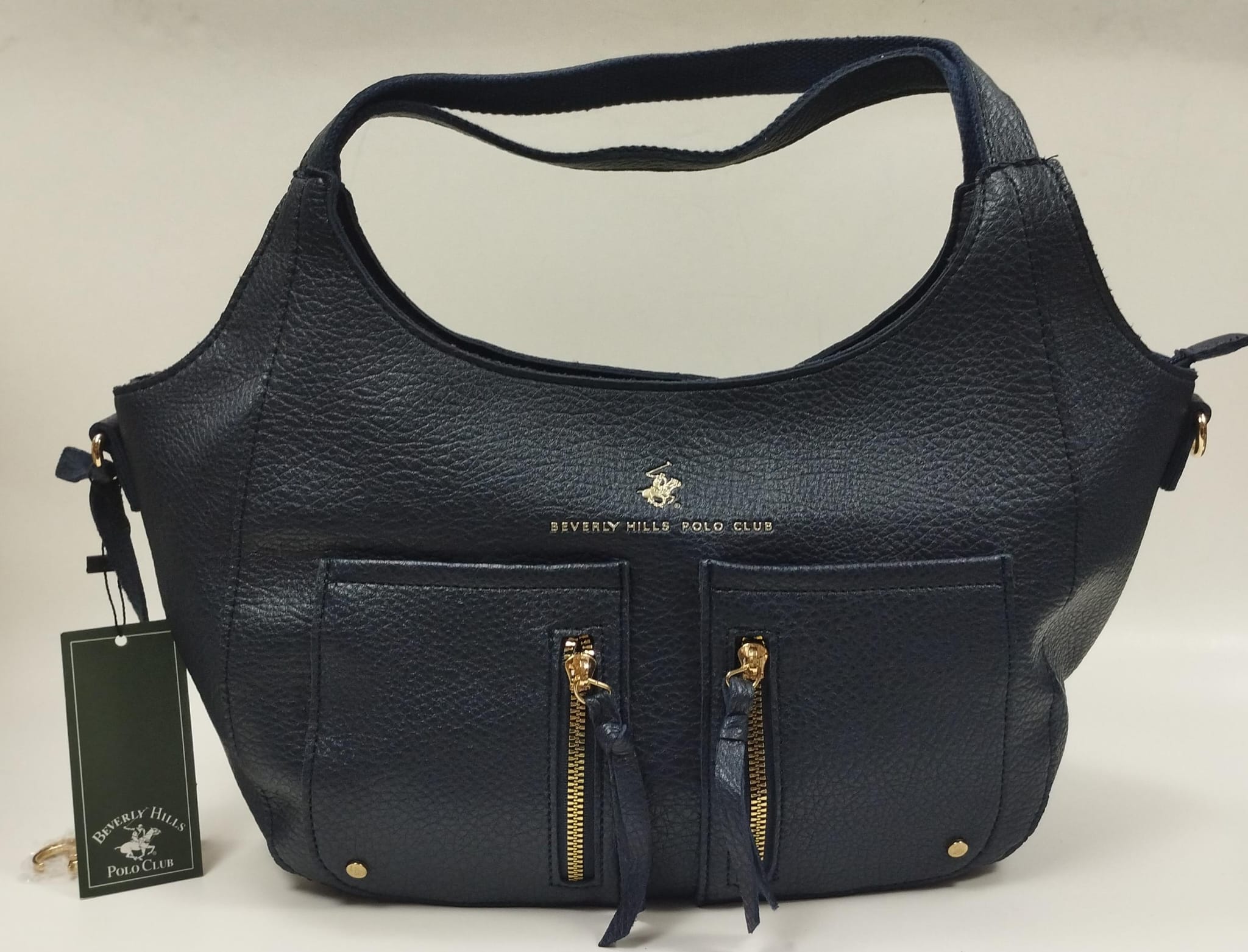 borsa donna di beverly hills polo club bh-3943 nero/ blu/ cuoio