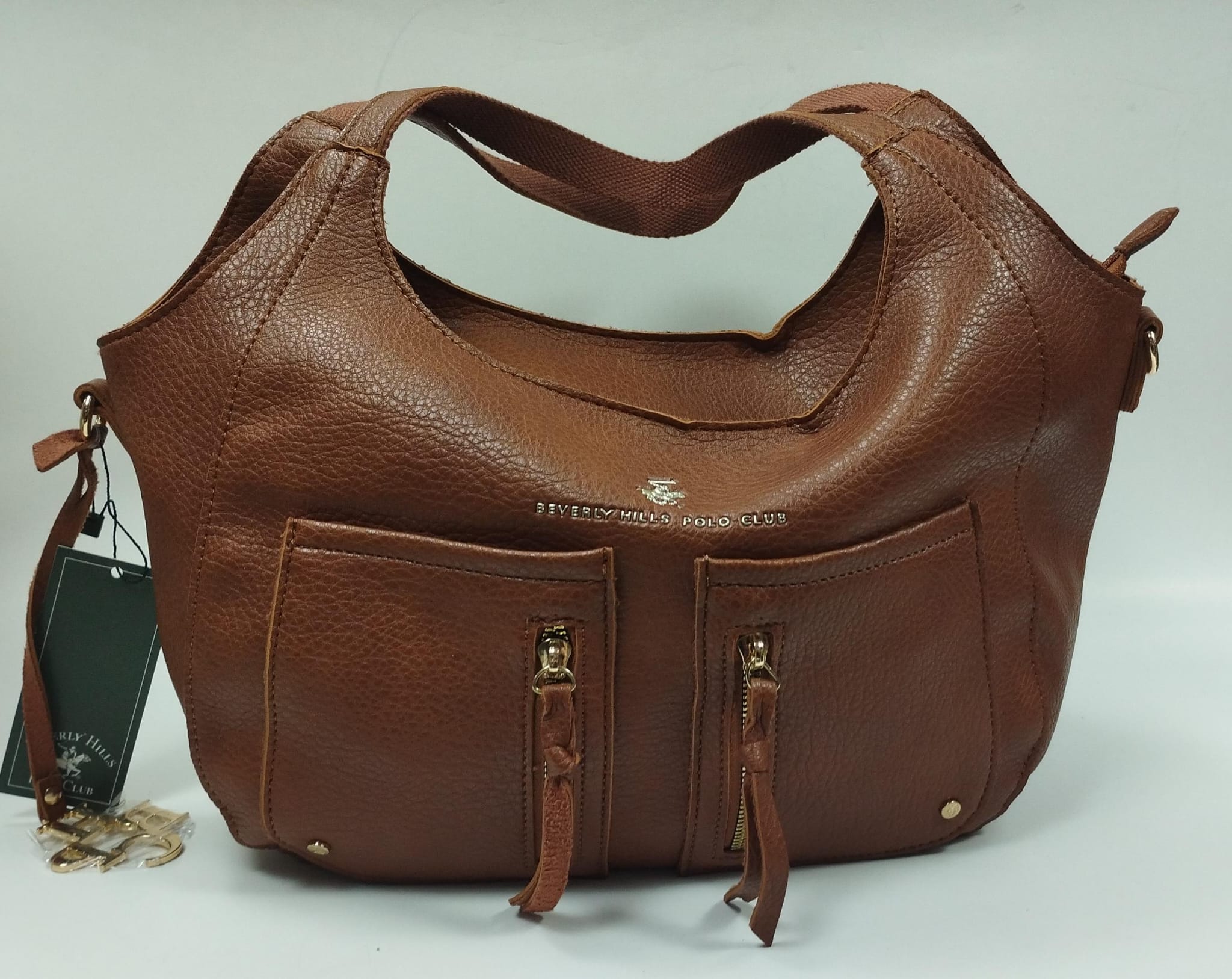 borsa donna di beverly hills polo club bh-3943 nero/ blu/ cuoio