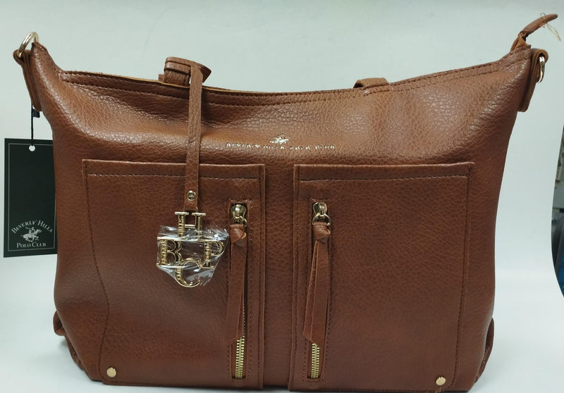 borsa donna di beverly hills polo club bh-3940 nero/ cuoio/ arancio