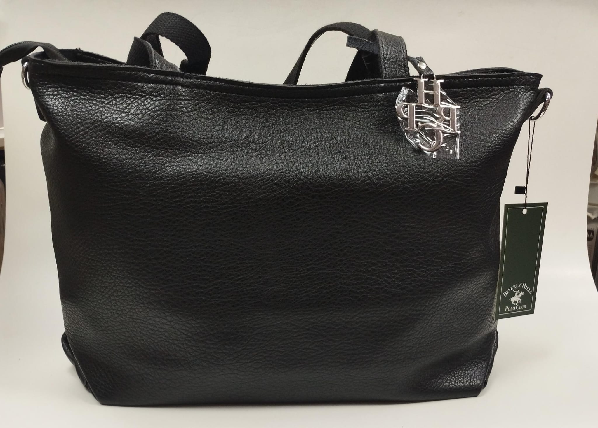 borsa donna di beverly hills polo club bh-3940 nero/ cuoio/ arancio