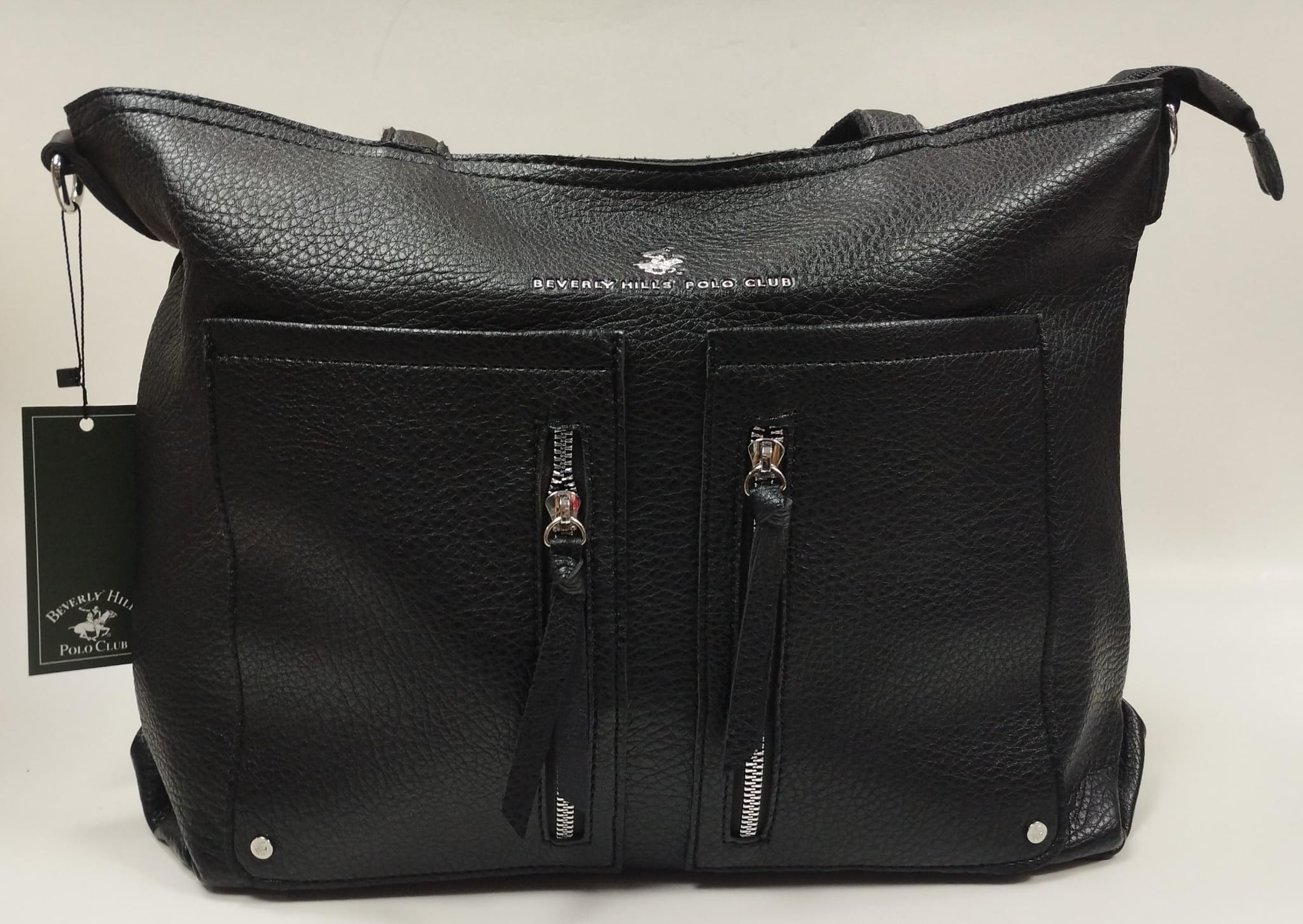 borsa donna di beverly hills polo club bh-3940 nero/ cuoio/ arancio