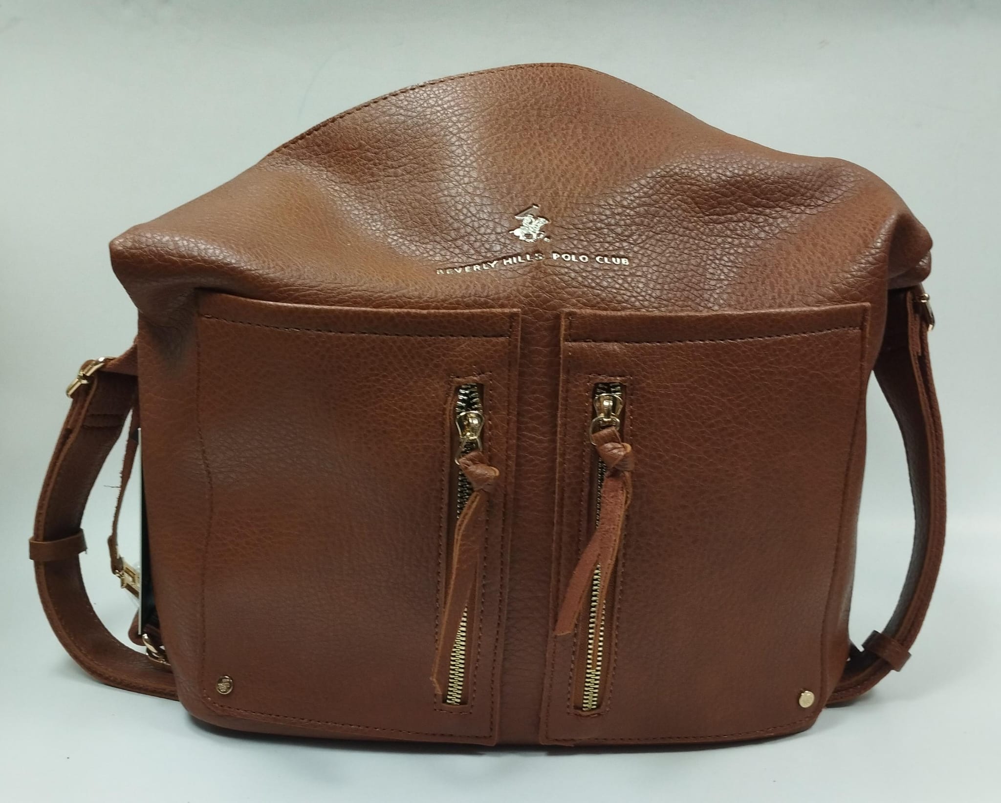borsa/ zaino donna di beverly hills polo club bh-3941 cuoio/ nero/ blu