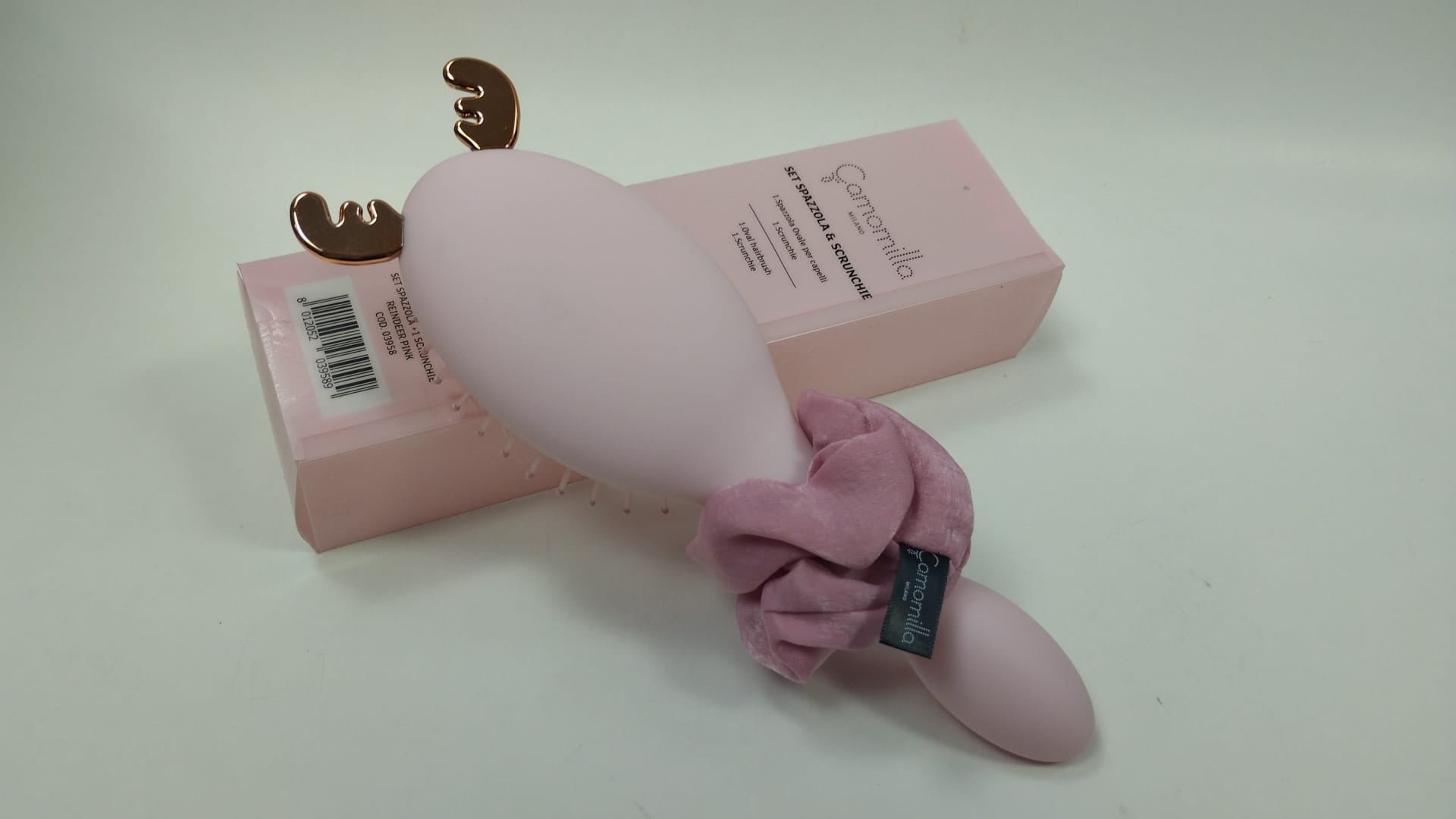 set spazzola / elastico di camomilla milano rosa/ lilla/ azzurro