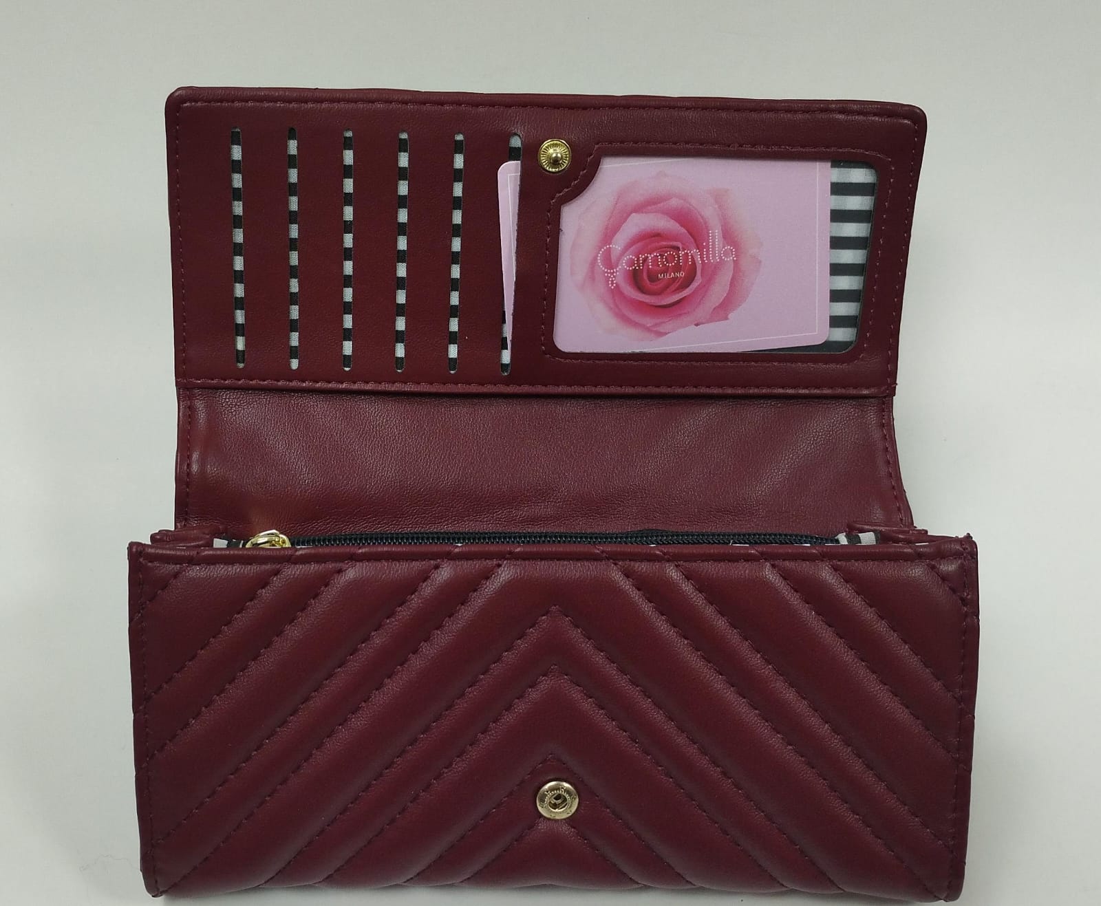 portafoglio donna solo cuore L di camomilla milano nero/ bordeaux