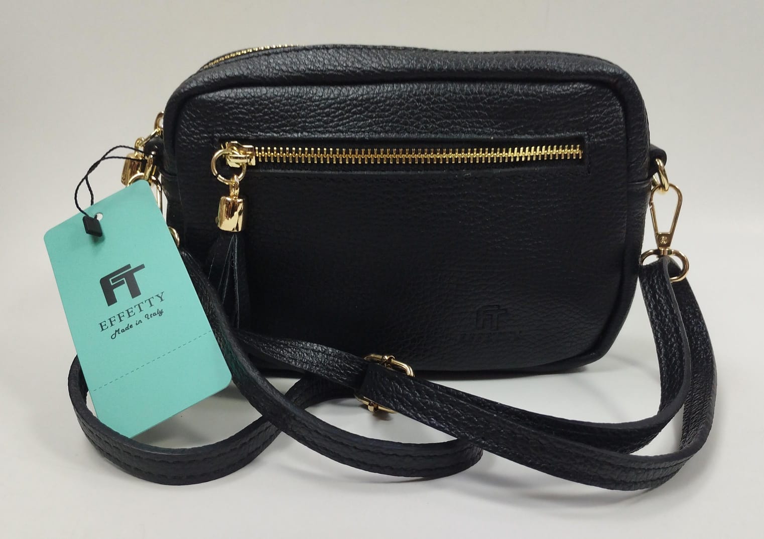 borsa tracolla donna effetty in pelle 0050371.01/AS nero/ blu/cuoio