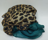 pashmina donna leopardata con il verde/ marrone/ bordeaux