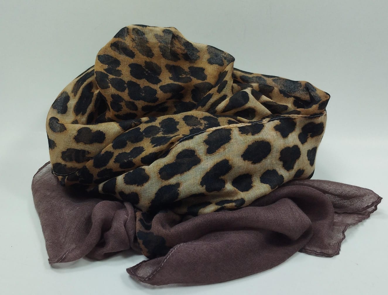 pashmina donna leopardata con il verde/ marrone/ bordeaux