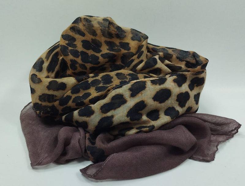 pashmina donna leopardata con il verde/ marrone/ bordeaux
