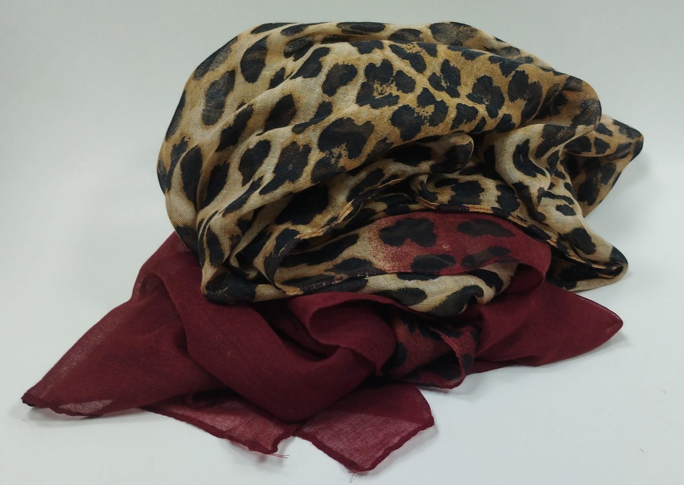 pashmina donna leopardata con il verde/ marrone/ bordeaux