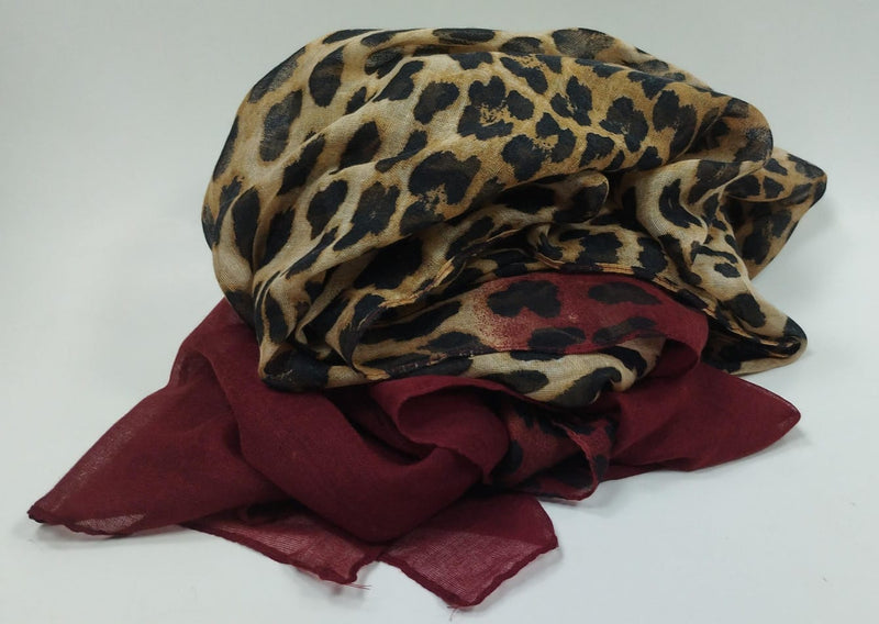 pashmina donna leopardata con il verde/ marrone/ bordeaux
