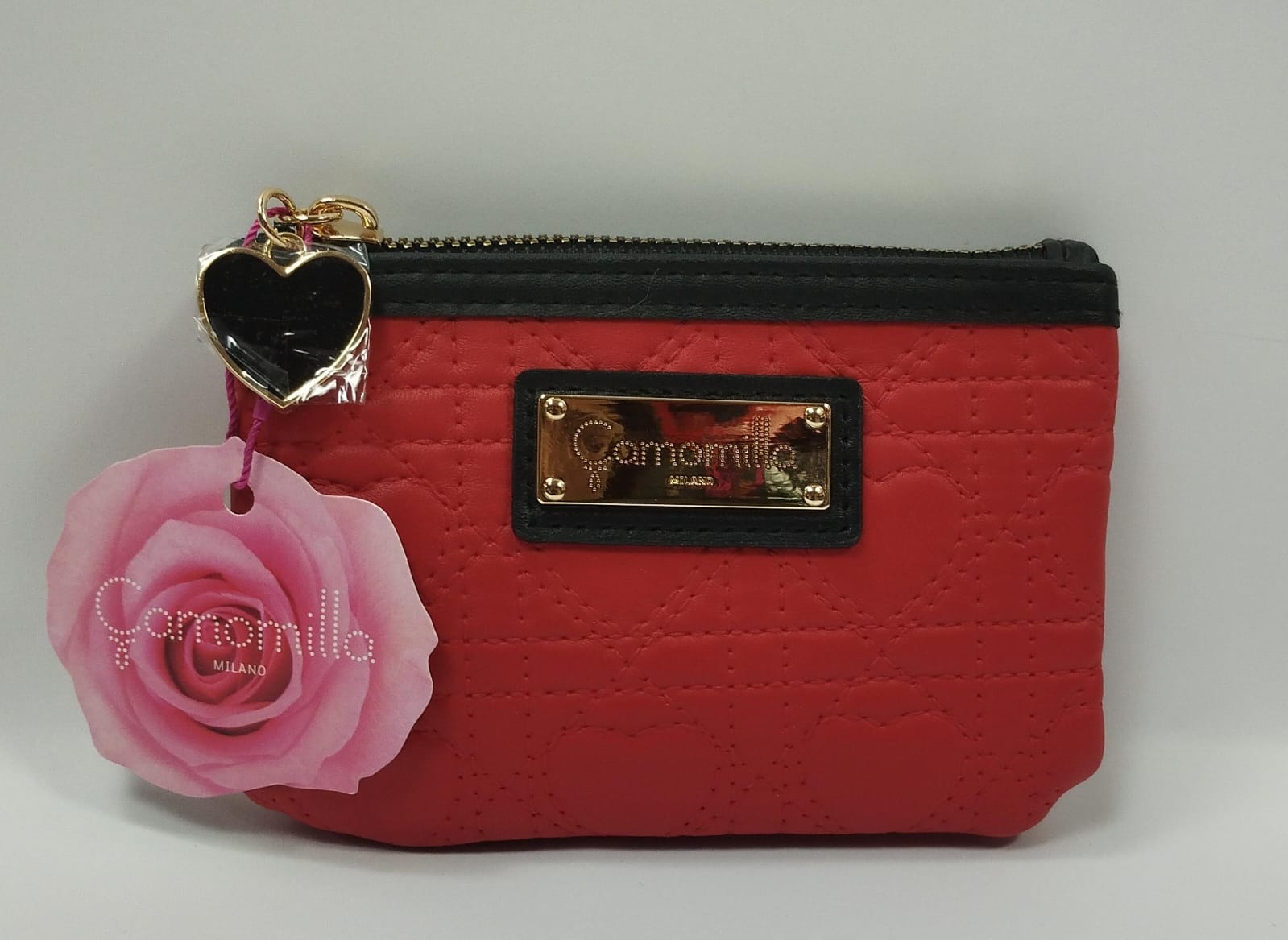 busta piatta S queen of hearts di camomilla milano cod. 01357 nero/ rosso