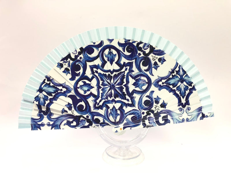 Ventaglio made in italy bianco e blu