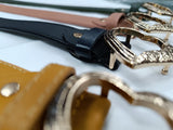 Cintura donna di Enrico coveri con fibia color oro a forma di cuore cipria/nero/ blu/ ocra
