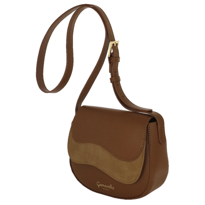 Camomilla milano borsa tracolla patta S Emma marrone/ off white