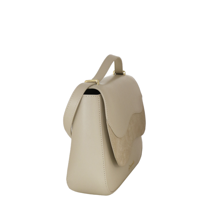 Borsa tracolla/ patta M Emma marrone/ off white