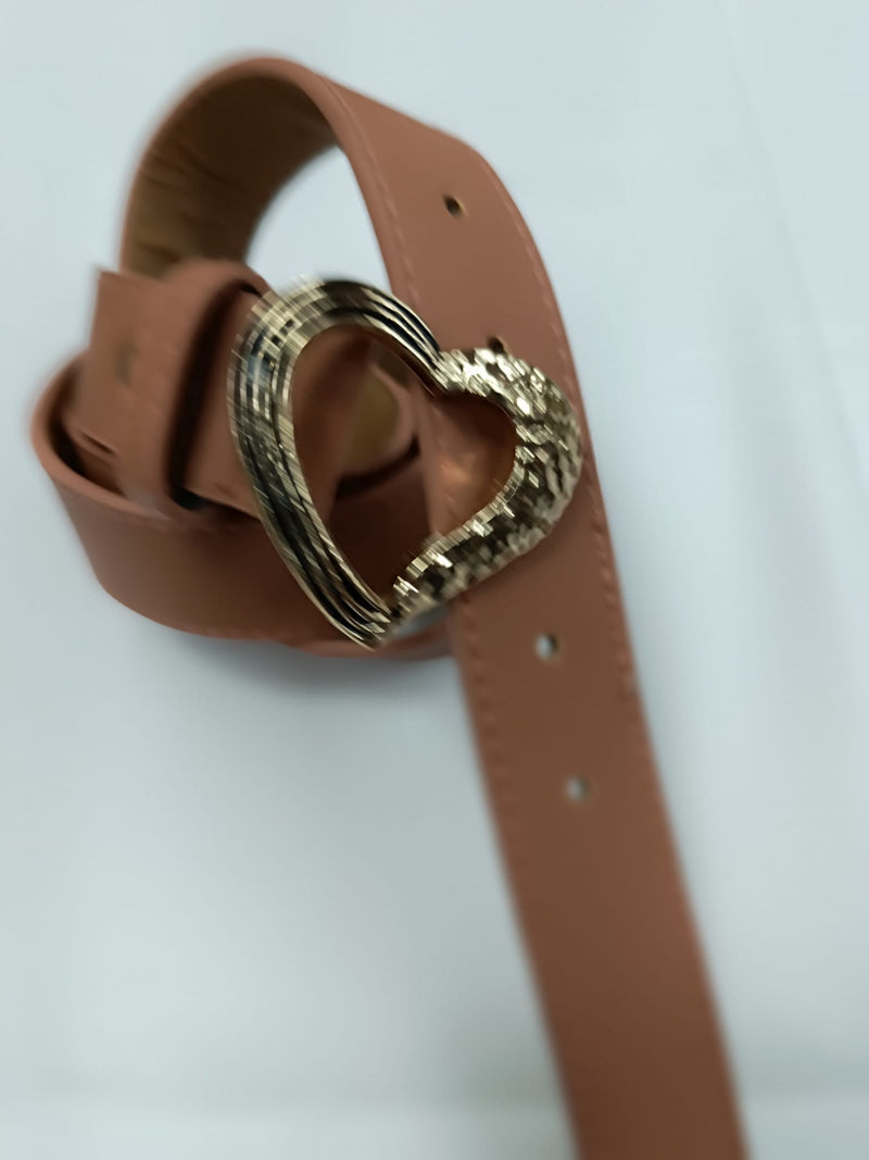 Cintura donna di Enrico coveri con fibia color oro a forma di cuore cipria/nero/ blu/ ocra