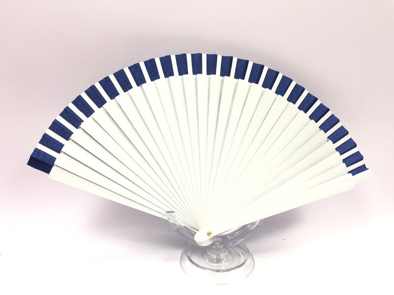 Ventaglio grande fantasia fiori blu made in italy