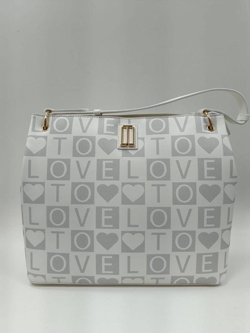 Borsa donna love to love LO452 bianco/ azzurro