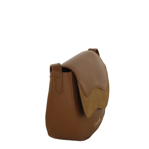 Camomilla milano borsa tracolla patta S Emma marrone/ off white