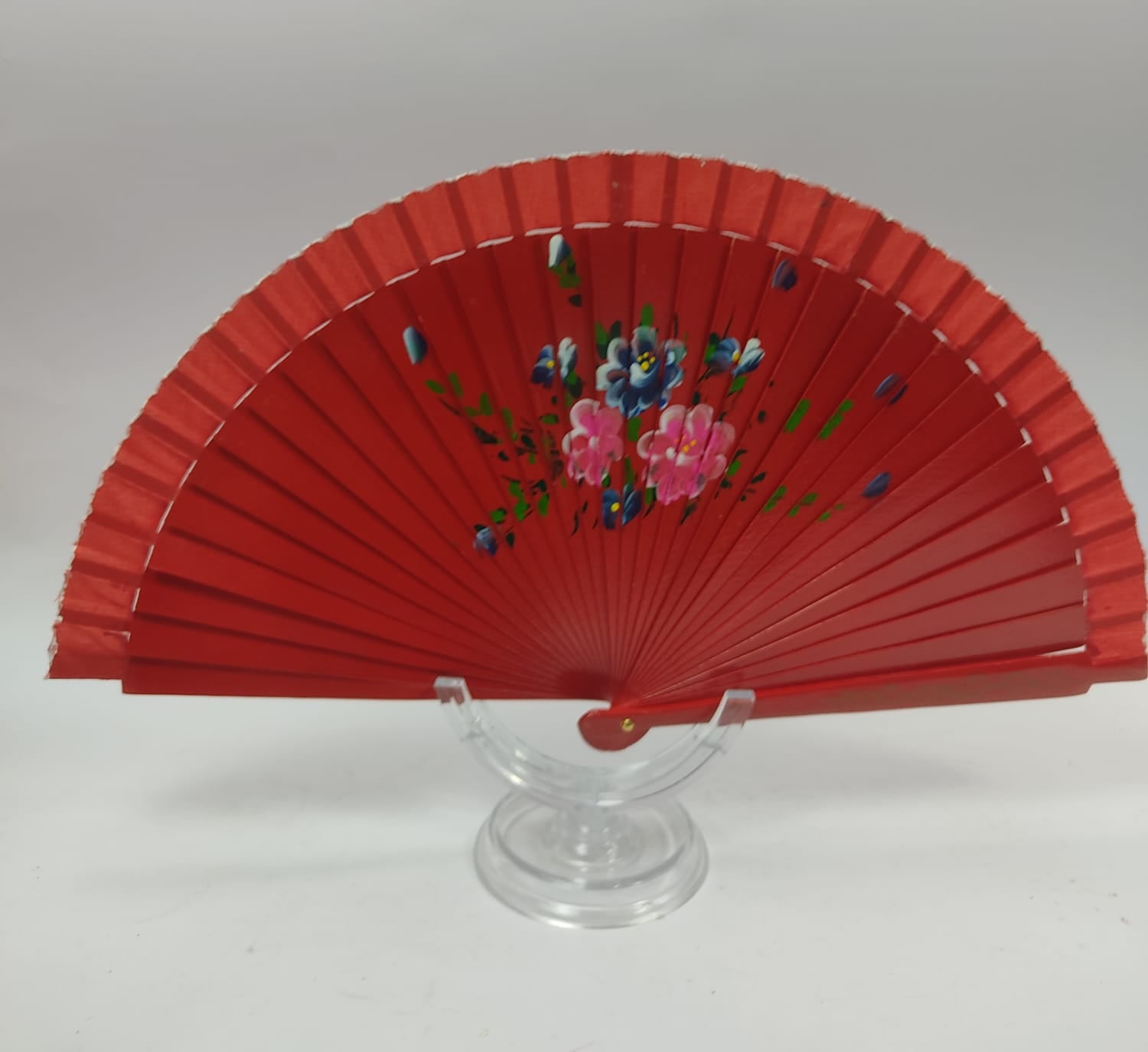 Ventaglio in legno dipinto a mano misura grande fucsia/ nero/ marrone/ rosso/ viola