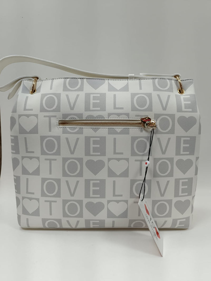 Borsa donna love to love LO452 bianco/ azzurro