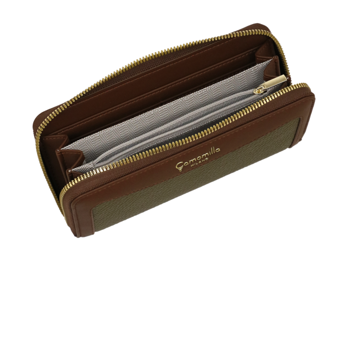 Portafoglio zip L bree di camomilla milano verde/ rosa/ nero