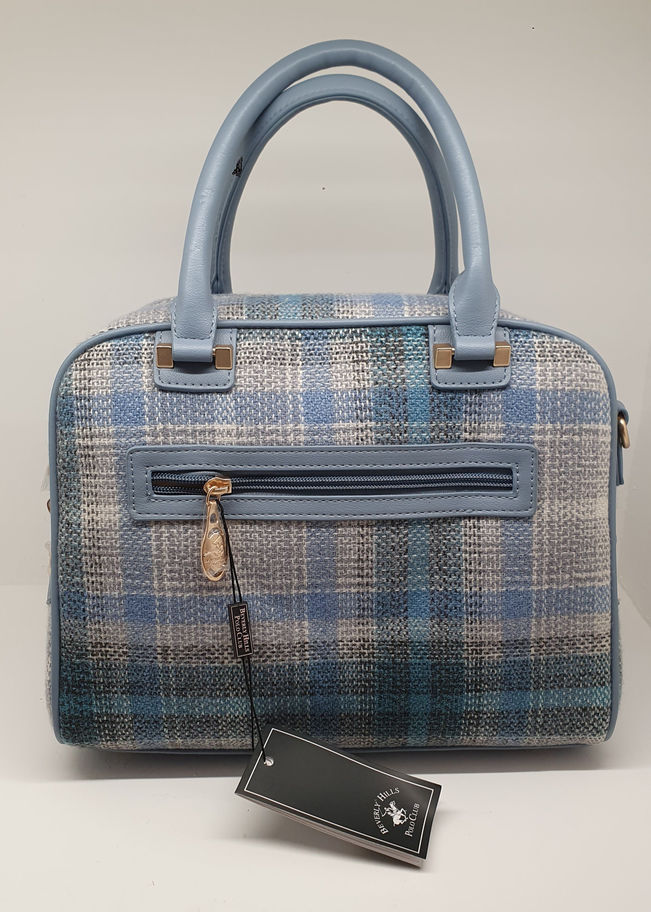 Borsa donna beverly hills polo club bh-4250 azzurro/ cuoio
