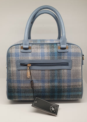 Borsa donna beverly hills polo club bh-4250 azzurro/ cuoio