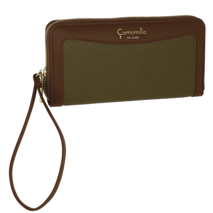 Portafoglio zip L bree di camomilla milano verde/ rosa/ nero