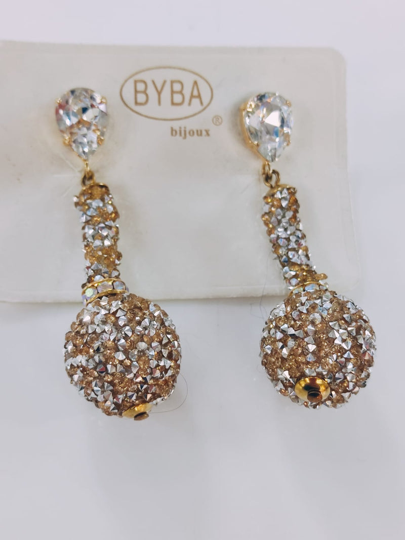 Orecchini donna di byba bijoux brillantinati oro