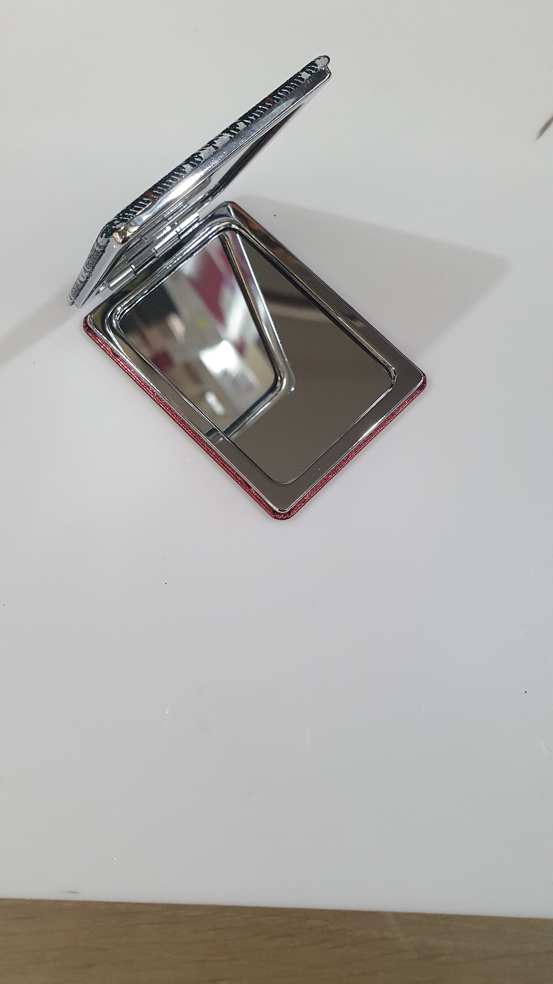 Specchietto da borsa glitterato quadrato/ rotondo/ rettangolare