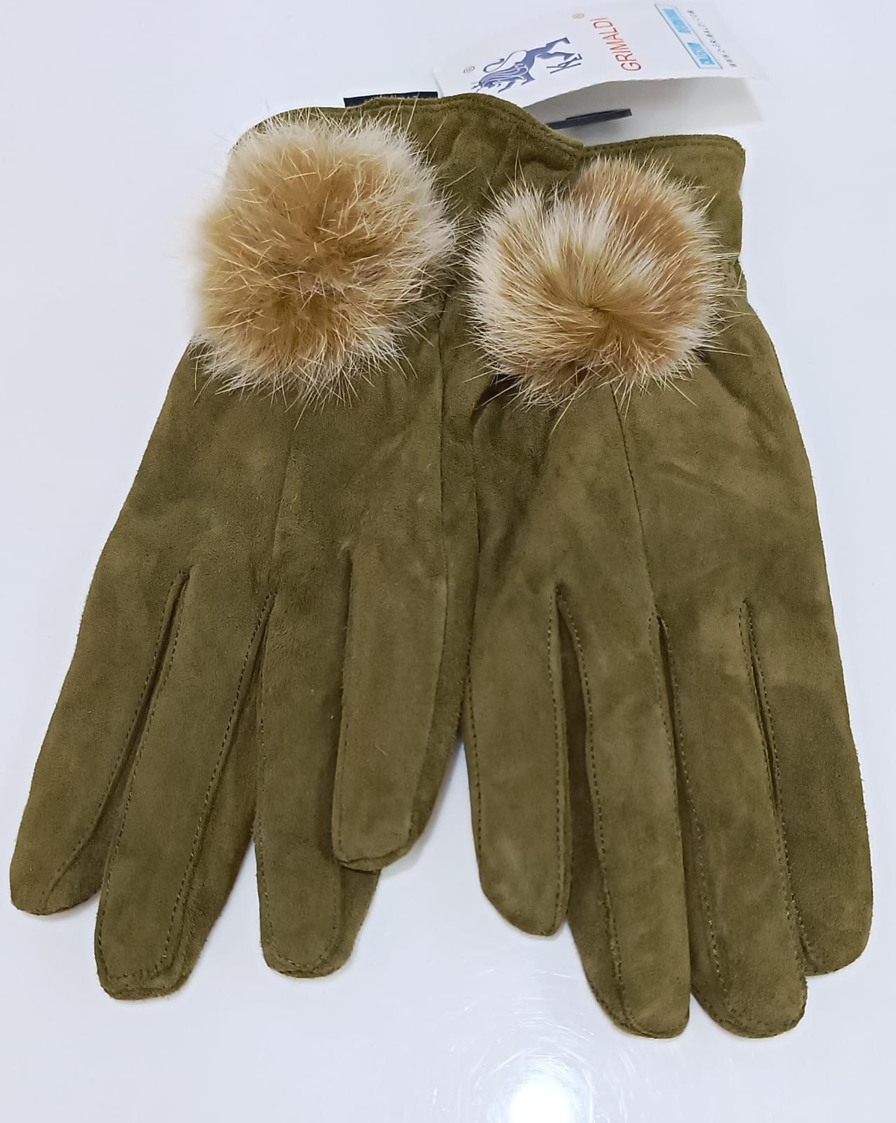 Guanti donna di gemir verde con pon pon