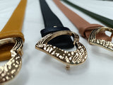 Cintura donna di Enrico coveri con fibia color oro a forma di cuore cipria/nero/ blu/ ocra