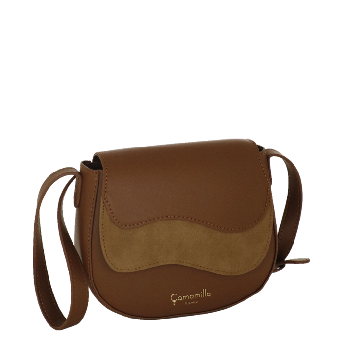 Camomilla milano borsa tracolla patta S Emma marrone/ off white