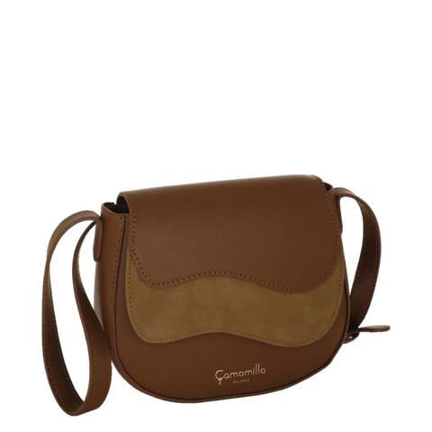 Camomilla milano borsa tracolla patta S Emma marrone/ off white