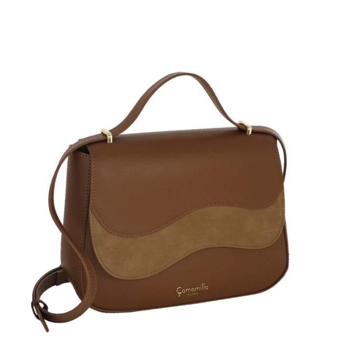 Borsa tracolla/ patta M Emma marrone/ off white