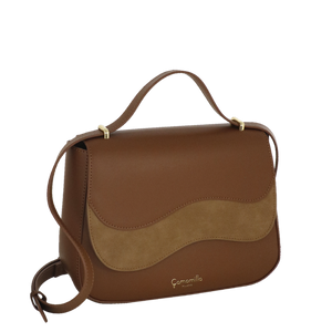 Borsa tracolla/ patta M Emma marrone/ off white