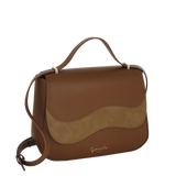 Borsa tracolla/ patta M Emma marrone/ off white